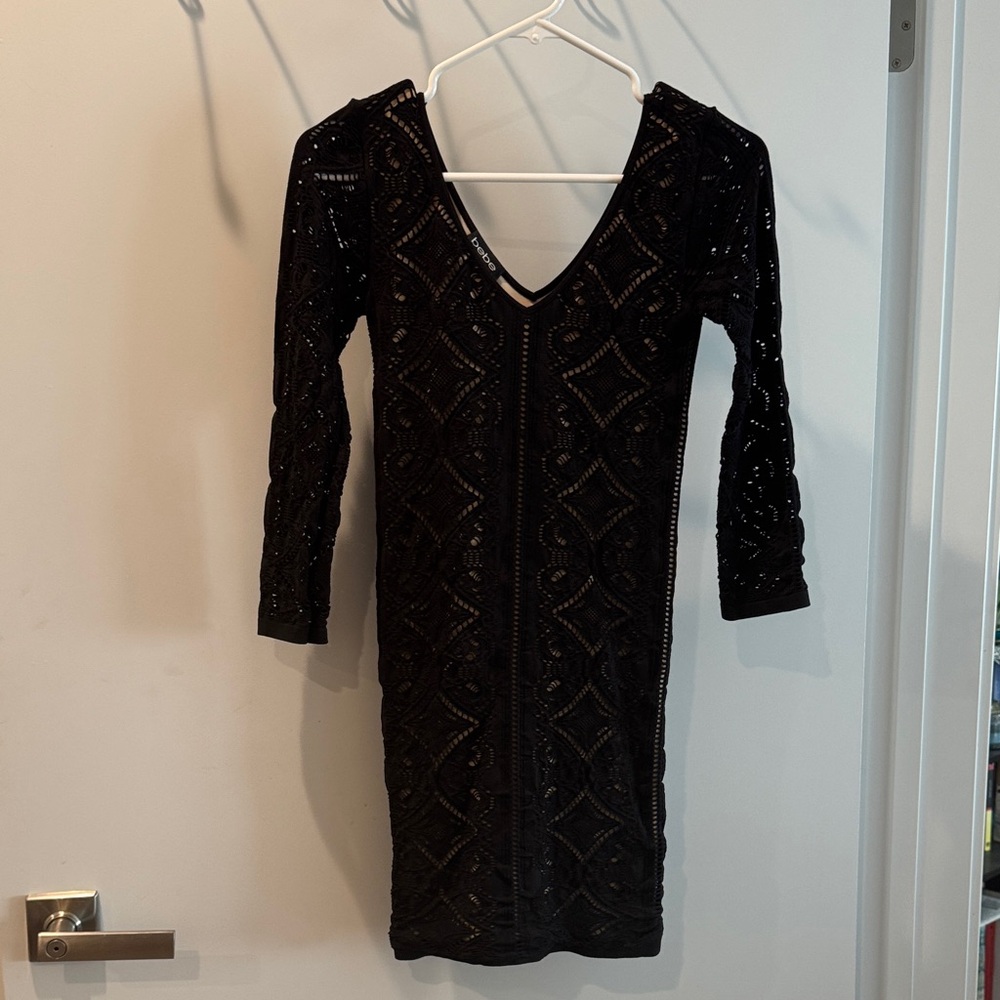 bebe Black Long Sleeve Dress